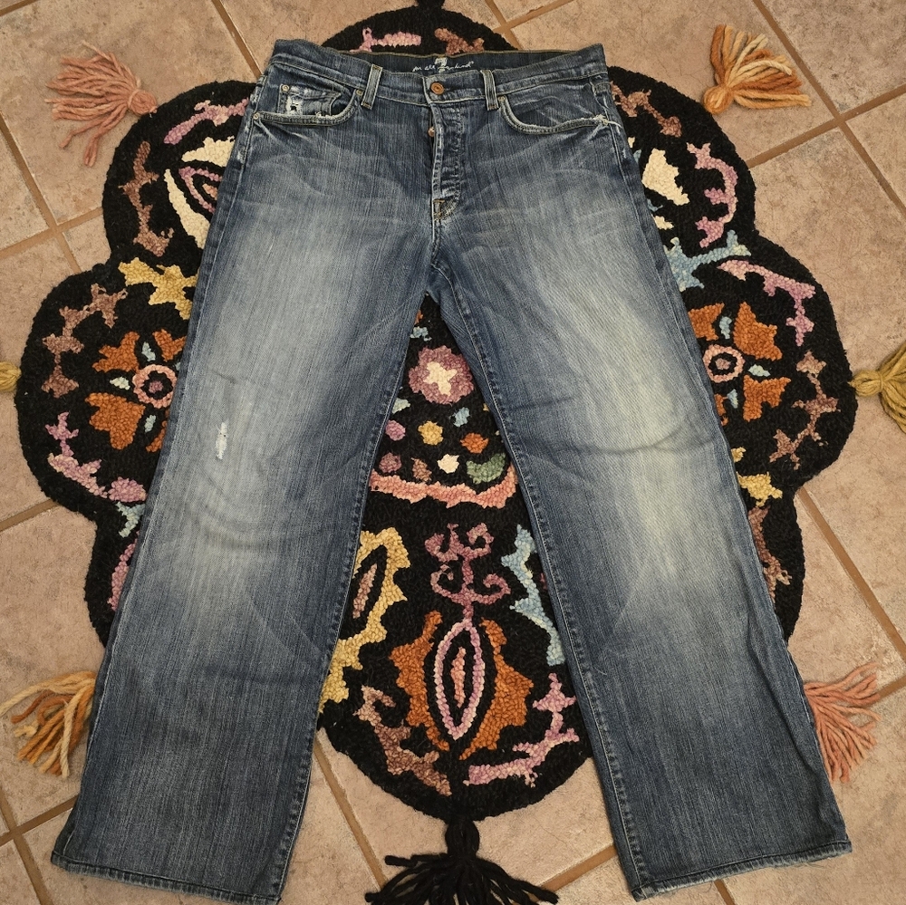 🔥🔥7 For All Man Kind Relaxed Wide Leg Jeans 🔥🔥 Made In usa Size 33w X 30L